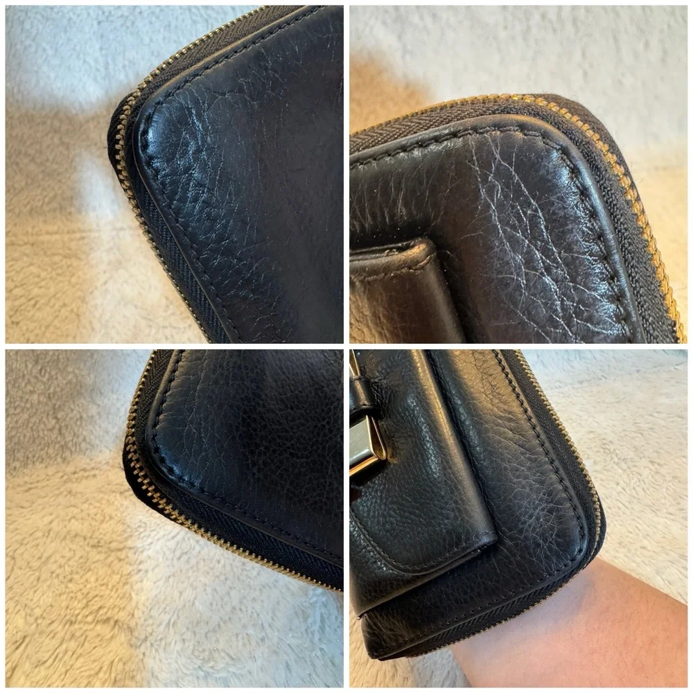 CHLOE Lily Continental Leather Bow Zip Wallet in Black - EUC
